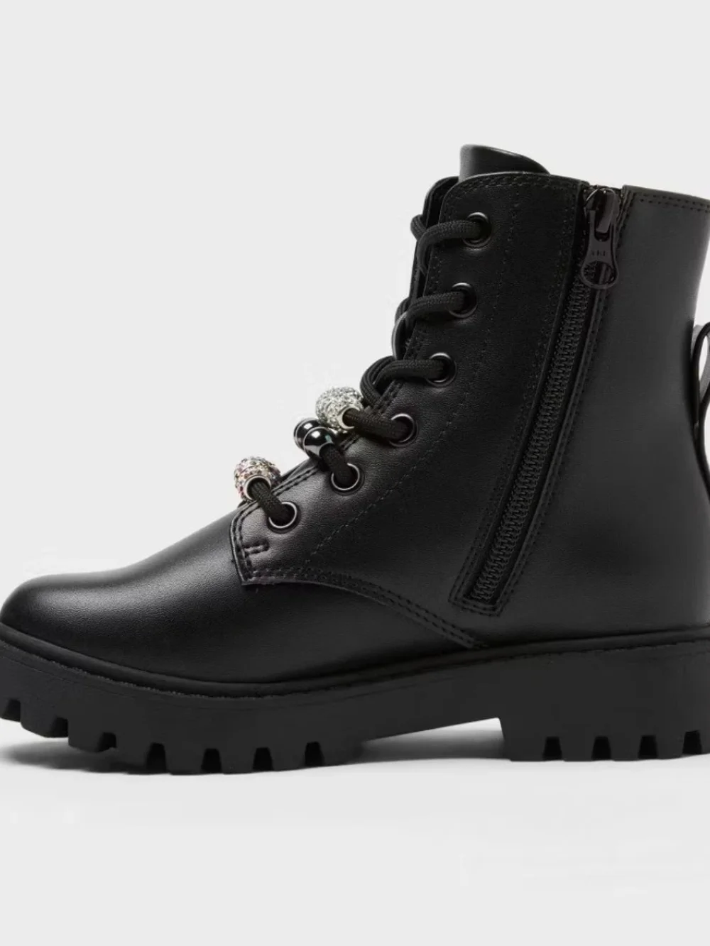 art class Black Girls' Bronx Lace-Up Combat Boots with Bead Accents